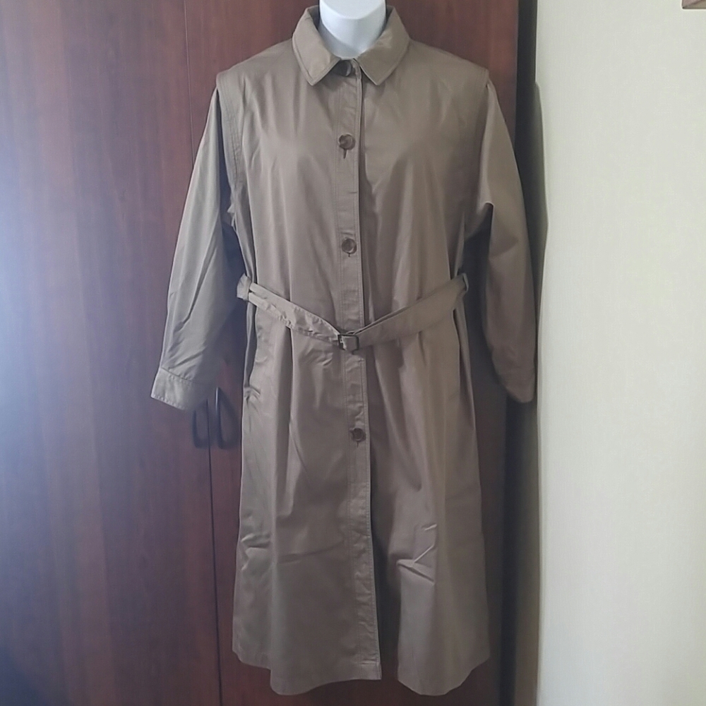 Saxton Hall Taupe Belted Trench Coat Size 14